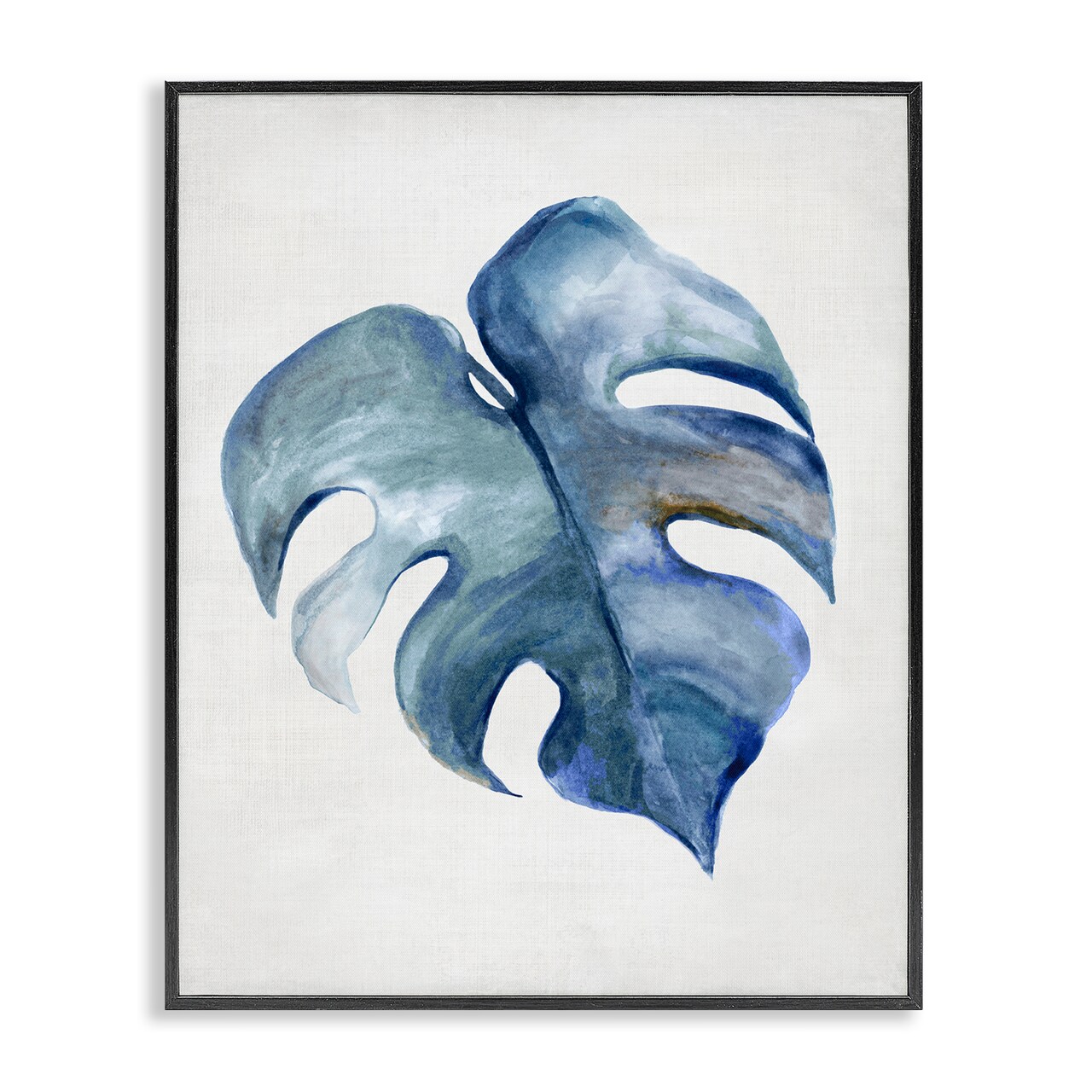 Stupell Industries Blue Monstera Leaf Framed Giclee Wall Art Design by Hannah Dawson